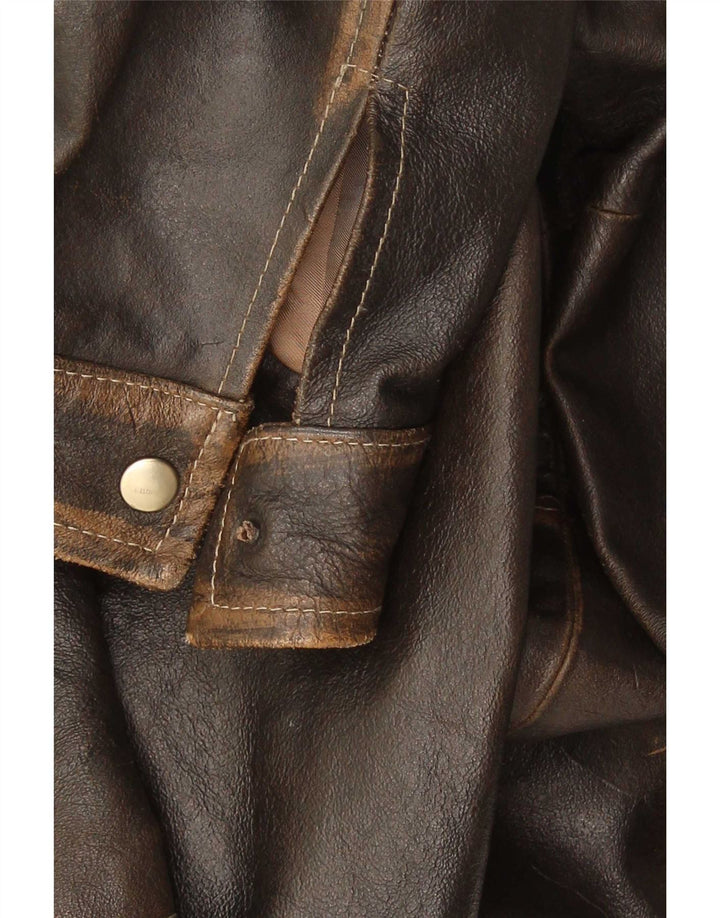 Vintage Mens Leather Jacket IT 48 Medium Brown