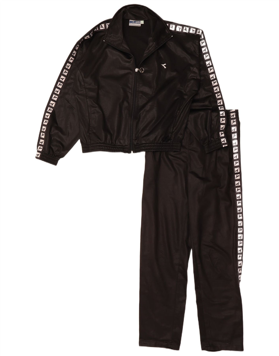 DIADORA Womens Oversized Graphic Full Tracksuit UK 10 Small Black