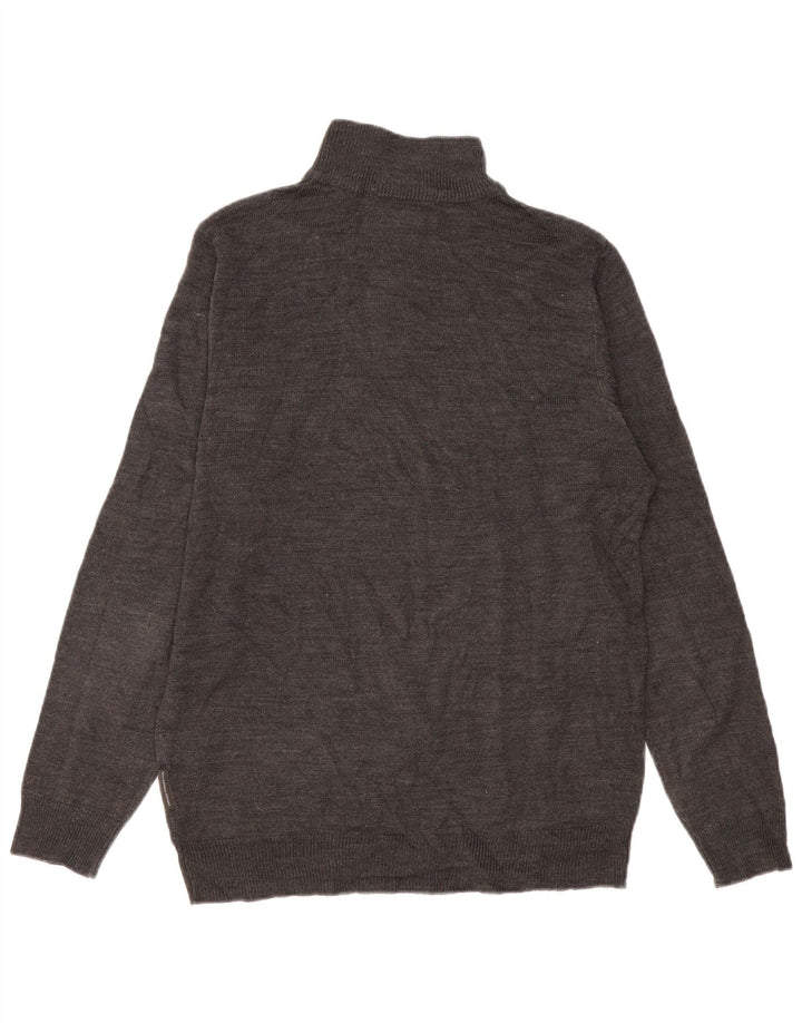 French Connection Mens Zip Neck Jumper Sweater Large Grey Acrylic