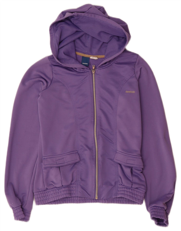 Reebok Womens Zip Hoodie Sweater UK 12 Medium Purple Polyester