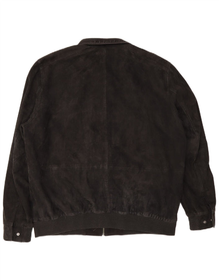 Christian Berg Mens Bomber Suede Jacket UK 38 Medium Navy Blue Suede