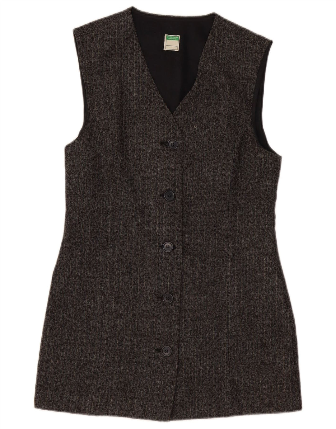 BENETTON Womens Longline Blazer Jacket UK 10 Small Grey Pinstripe