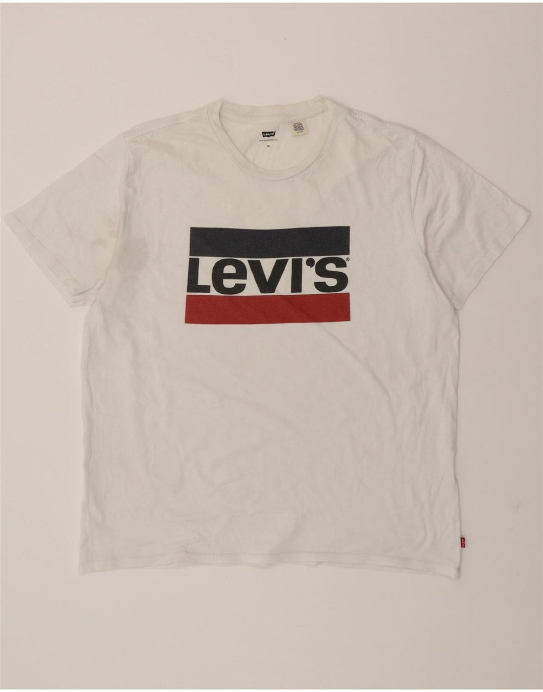 LEVI'S Mens Graphic T-Shirt Top XL White Vintage Levi's and Second-Hand Levi's from Messina Hembry 
