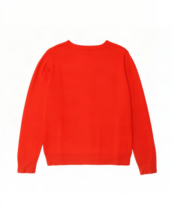 Marks & Spencer Womens Boat Neck Jumper Sweater UK 14 Large Red Acrylic