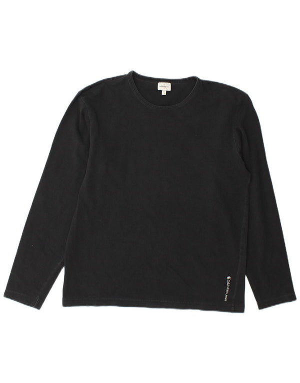 Calvin Klein Jeans Womens Top Long Sleeve UK 10 Small Black Cotton