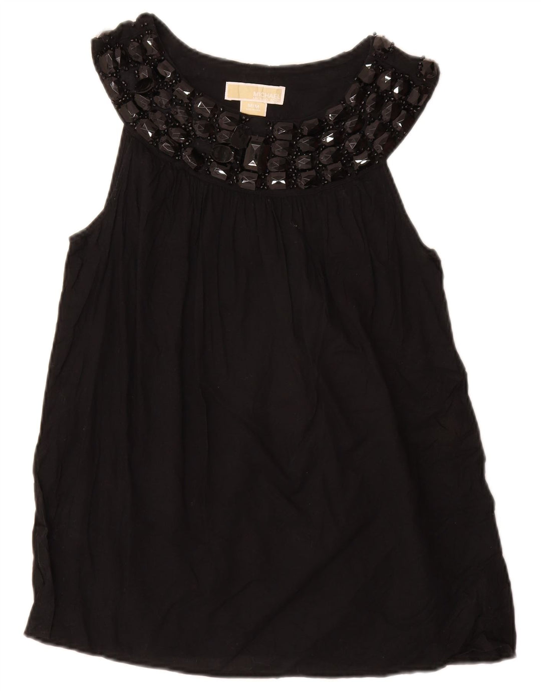 MICHAEL KORS Womens Sleeveless Blouse Top UK 12 Medium Black Cotton