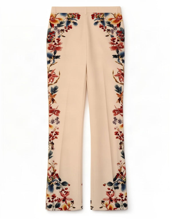Zara Womens Bootcut Casual Trousers Medium W28 L32 White Floral Polyester