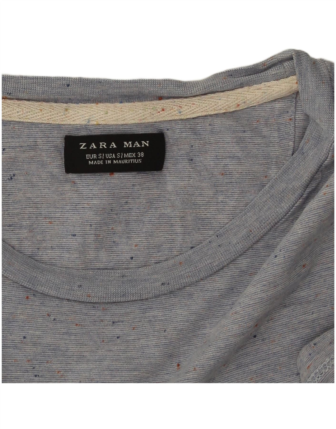 Zara Mens T-Shirt Top Small Blue Flecked