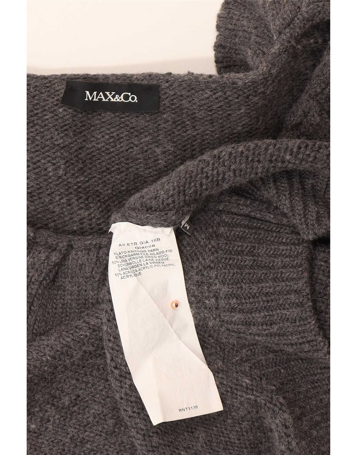 Max & Co. Womens Crop Cardigan Sweater UK 12 Medium Grey Wool