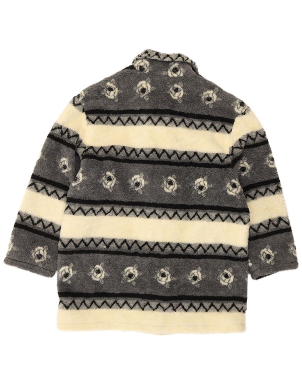 VINTAGE Womens Sherpa Windbreaker Coat UK 20/22 2XL Beige Striped