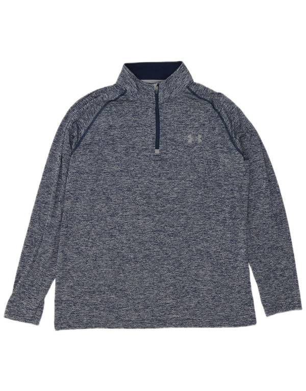 Under Armour Mens Heat Gear Pullover Tracksuit Top Large Blue Flecked