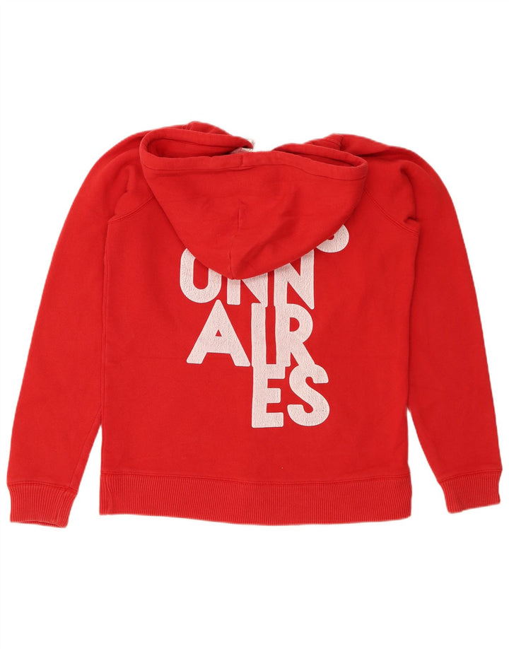 Jack Wills Womens Graphic Zip Hoodie Sweater UK 14 Large Red Cotton