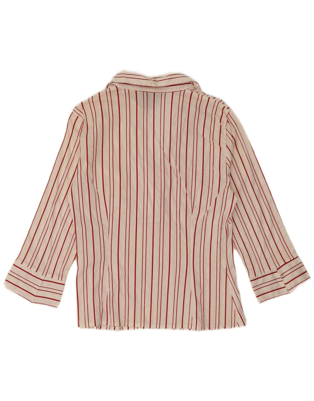 Zara Womens 3/4 Sleeve Pullover Shirt UK 14 Large Red Striped