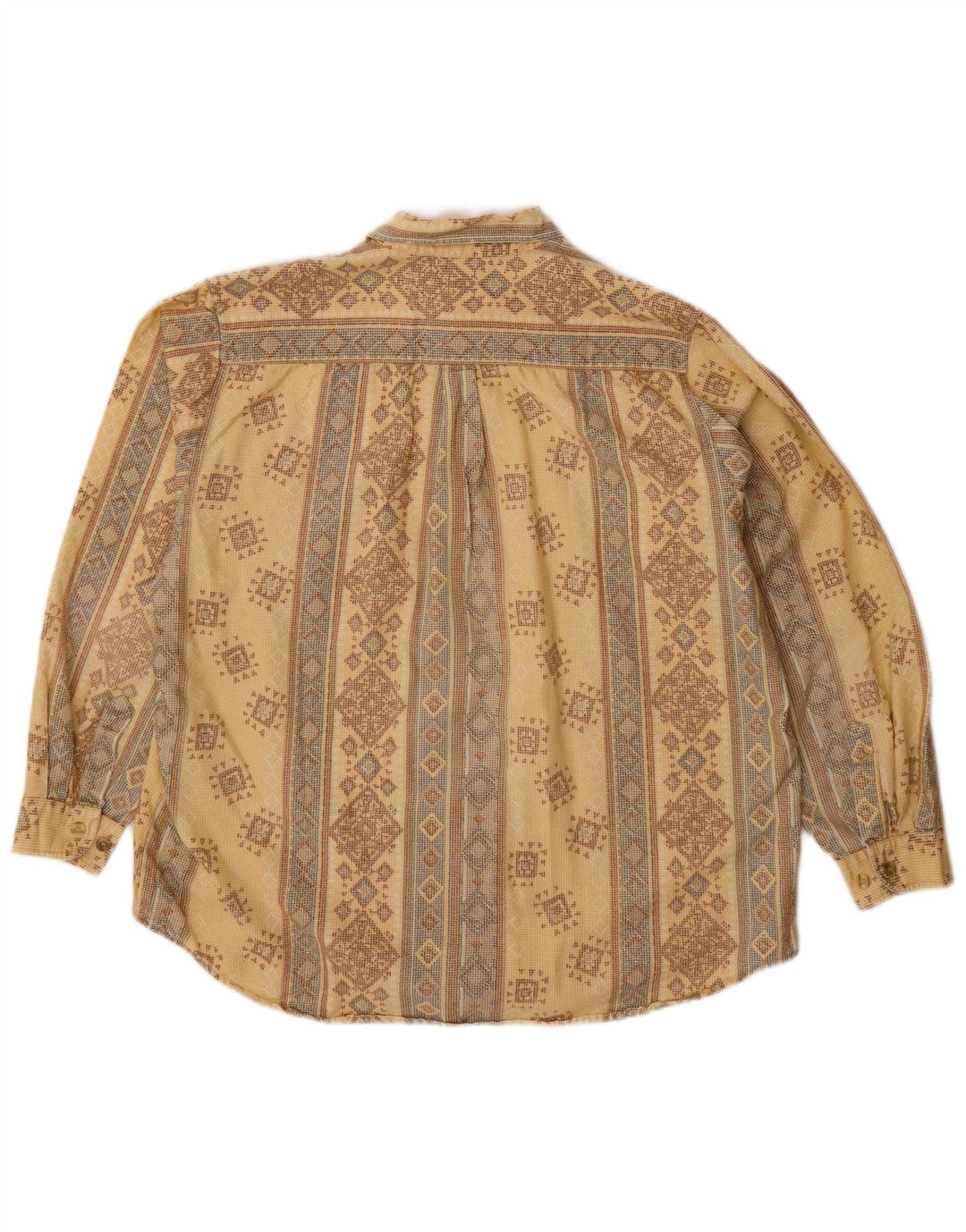 VINTAGE Mens Shirt Size 15 1/2 16 39/40 Medium Beige Geometric Cotton