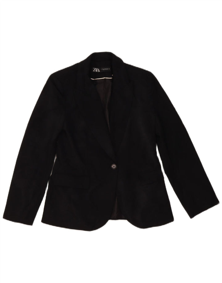 Zara Womens 1 Button Blazer Jacket EU 38 Small Black