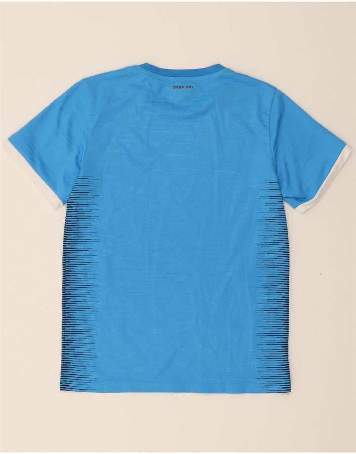 LOTTO Boys T-Shirt Top 11-12 Years Medium Blue Pinstripe Polyester Vintage Lotto and Second-Hand Lotto from Messina Hembry 