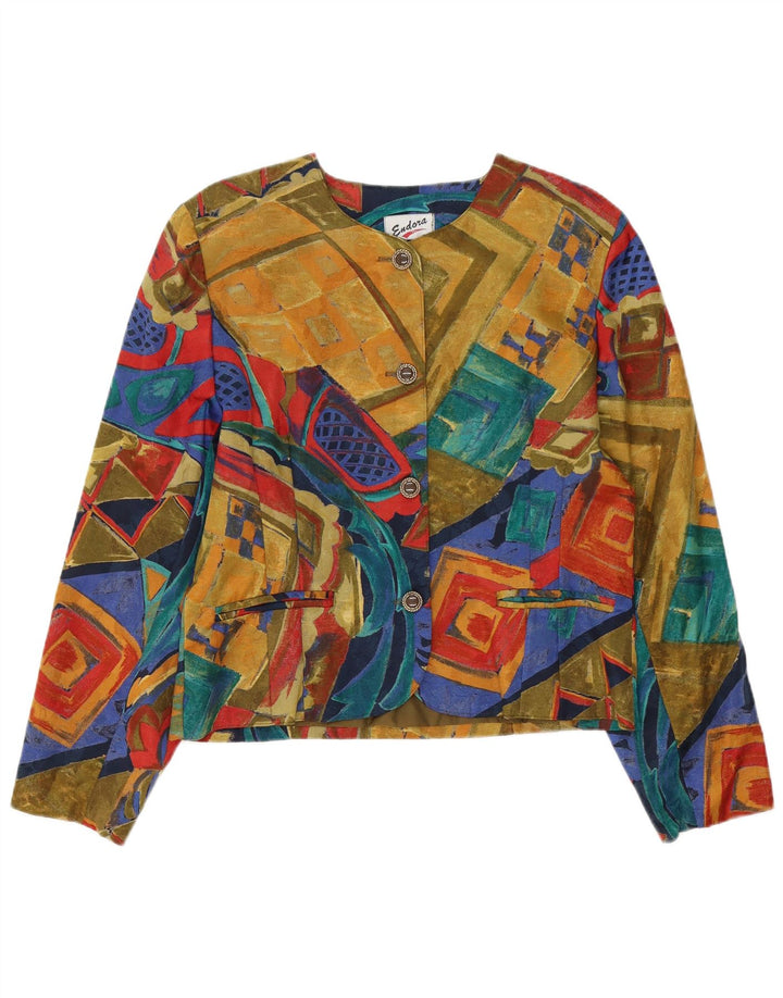 Endora Womens 4 Button Blazer Jacket UK 14 Large Multicoloured Geometric