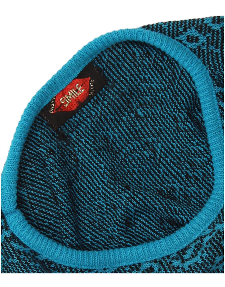 VINTAGE Womens Boat Neck Jumper Sweater UK 16 Large Blue Paisley