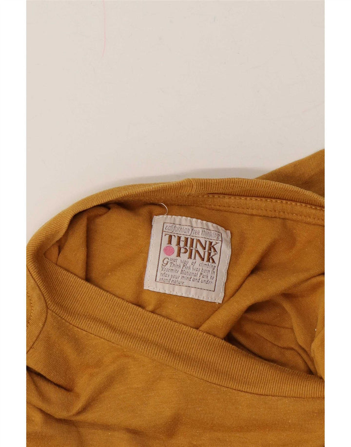 Think Pink Mens T-Shirt Top Large Yellow