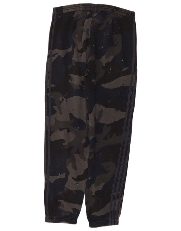 ADIDAS Mens Tracksuit Trousers Joggers Large  Navy Blue Camouflage Cotton