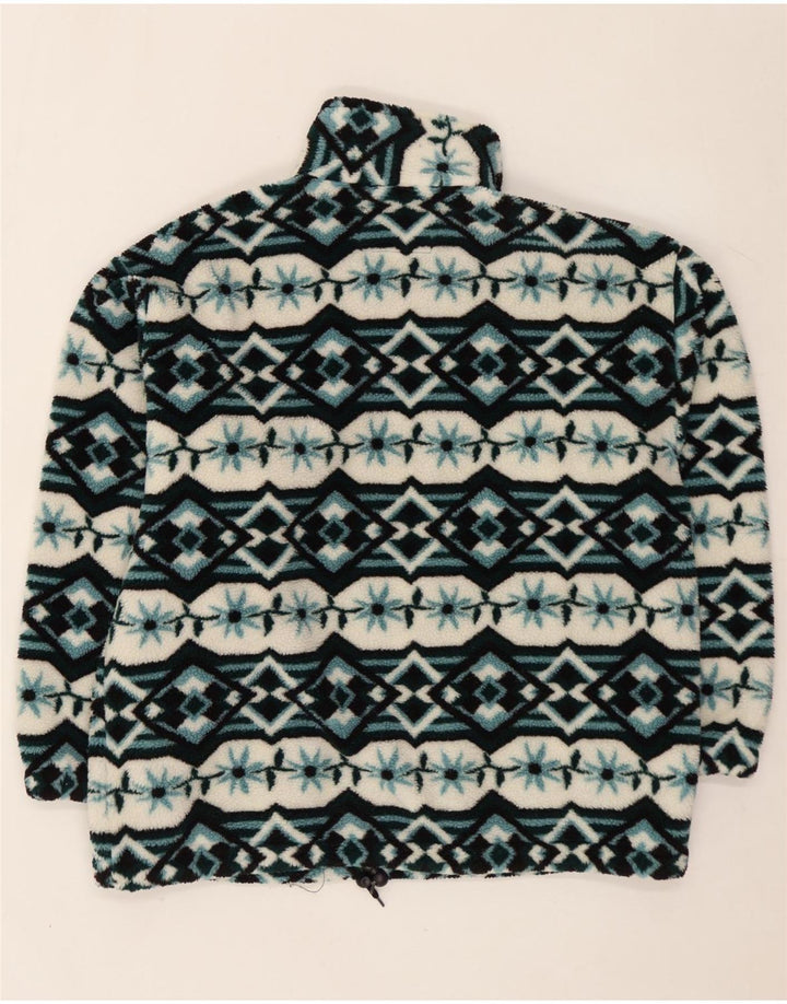 VINTAGE Mens Fleece Jacket UK 40 Large Blue Geometric