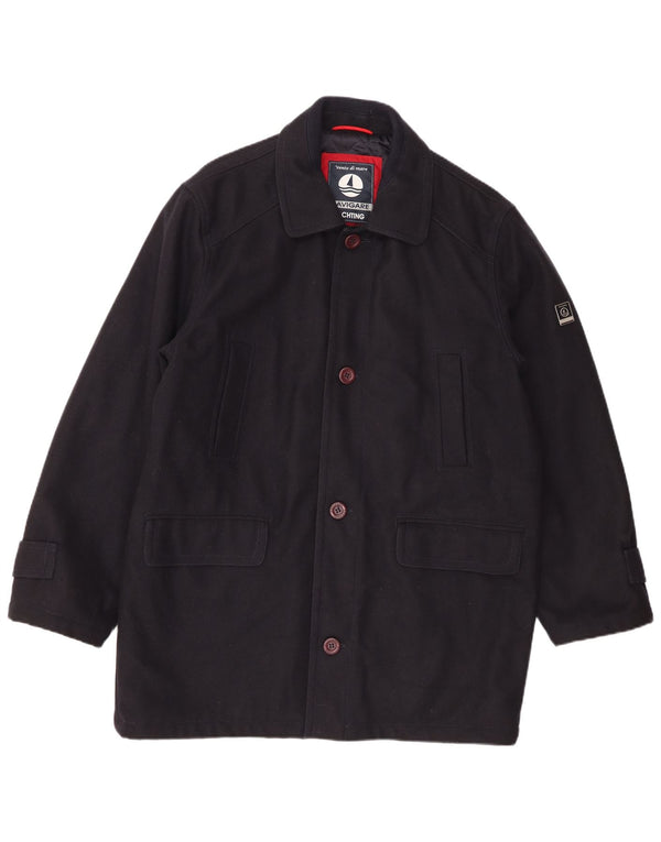 Navigare Mens Yachting Windbreaker Coat UK 42 XL Navy Blue Wool