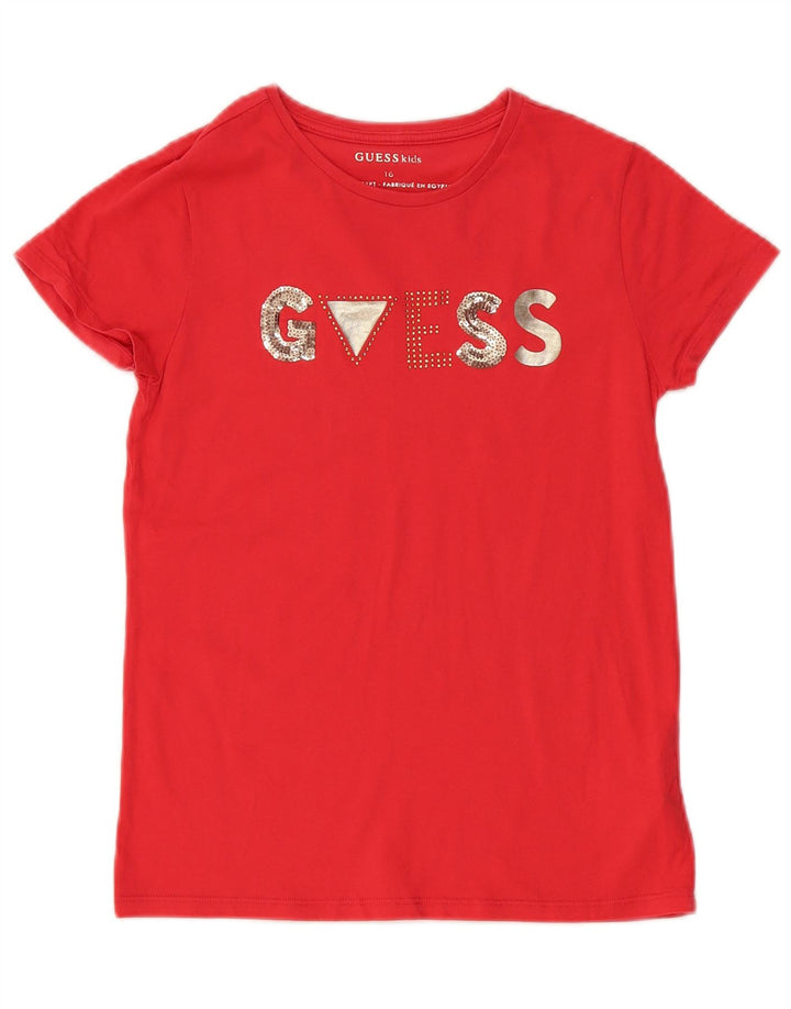 GUESS Girls Graphic T-Shirt Top 15-16 Years Red Cotton