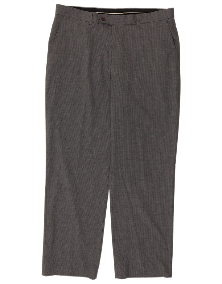 FARAH Mens Straight Suit Trousers W38 L31 Grey Check Polyester