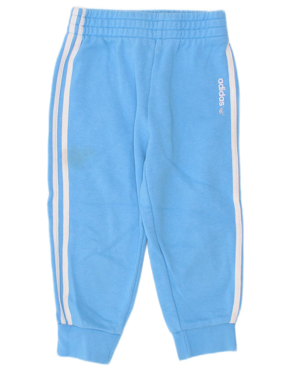 Adidas Boys Tracksuit Trousers Joggers 3-4 Years Blue Cotton