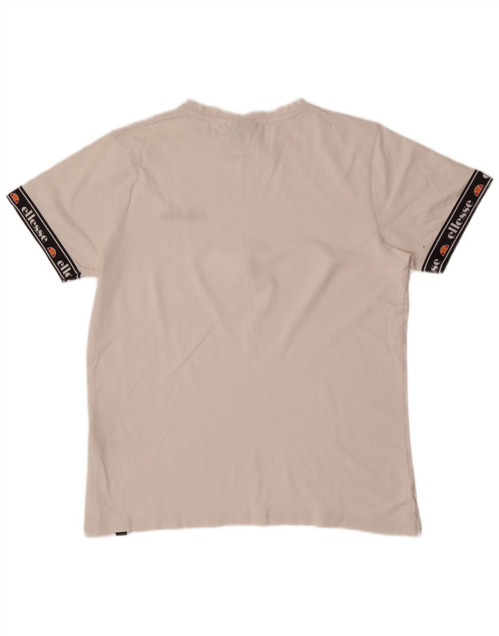 Ellesse Mens Graphic T-Shirt Top Medium White Colourblock Cotton