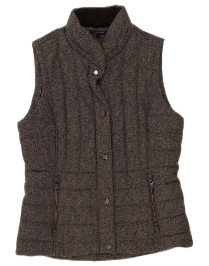Tommy Hilfiger Womens Padded Gilet UK 14 Medium Grey Wool
