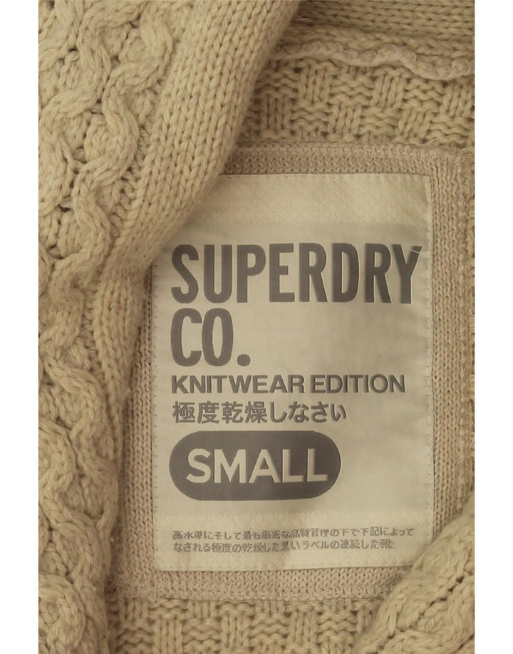 Superdry Womens Cardigan Sweater UK 10 Small Beige Wool