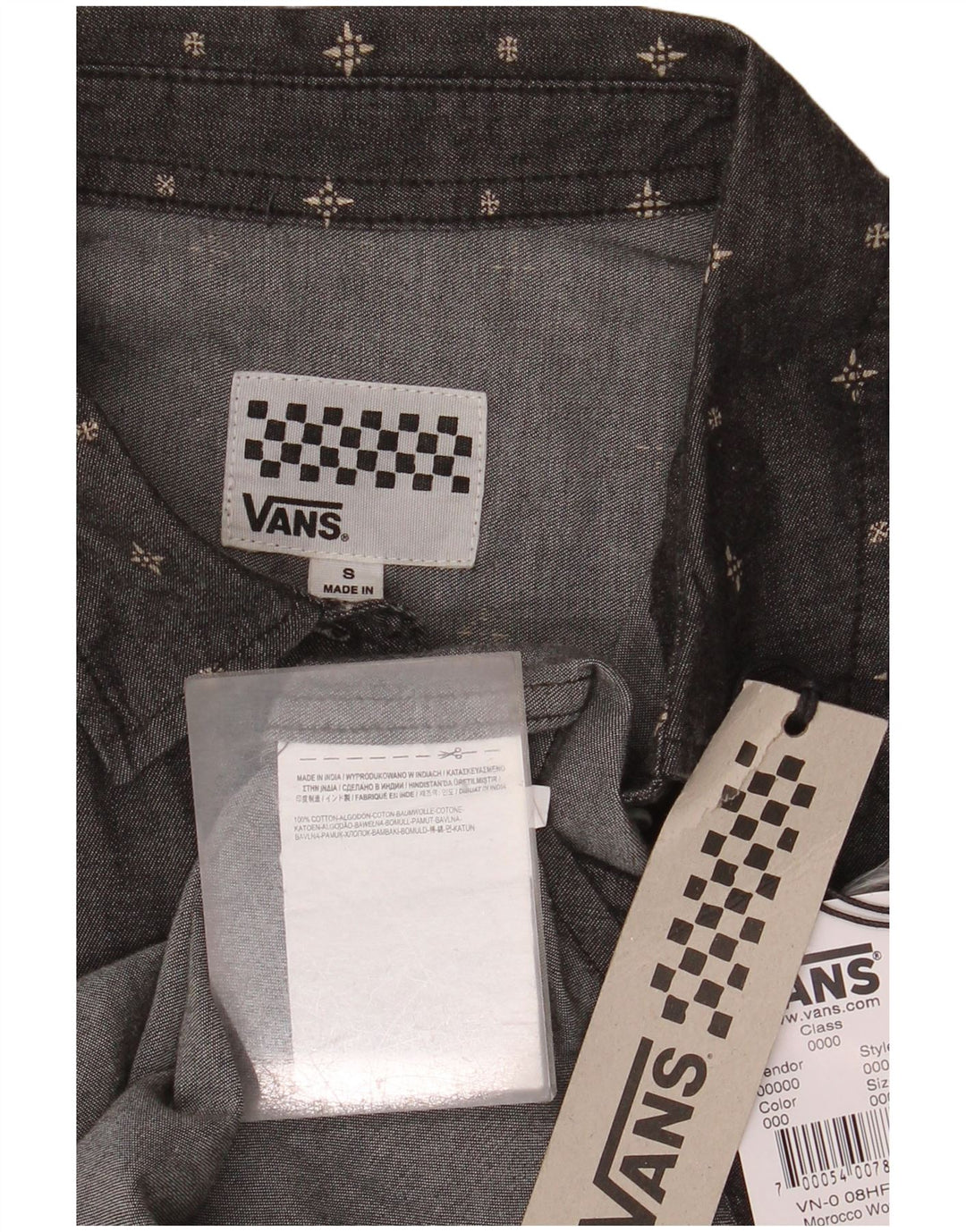 VANS Womens Sleeveless Denim Shirt UK 10 Small Grey Spotted Cotton