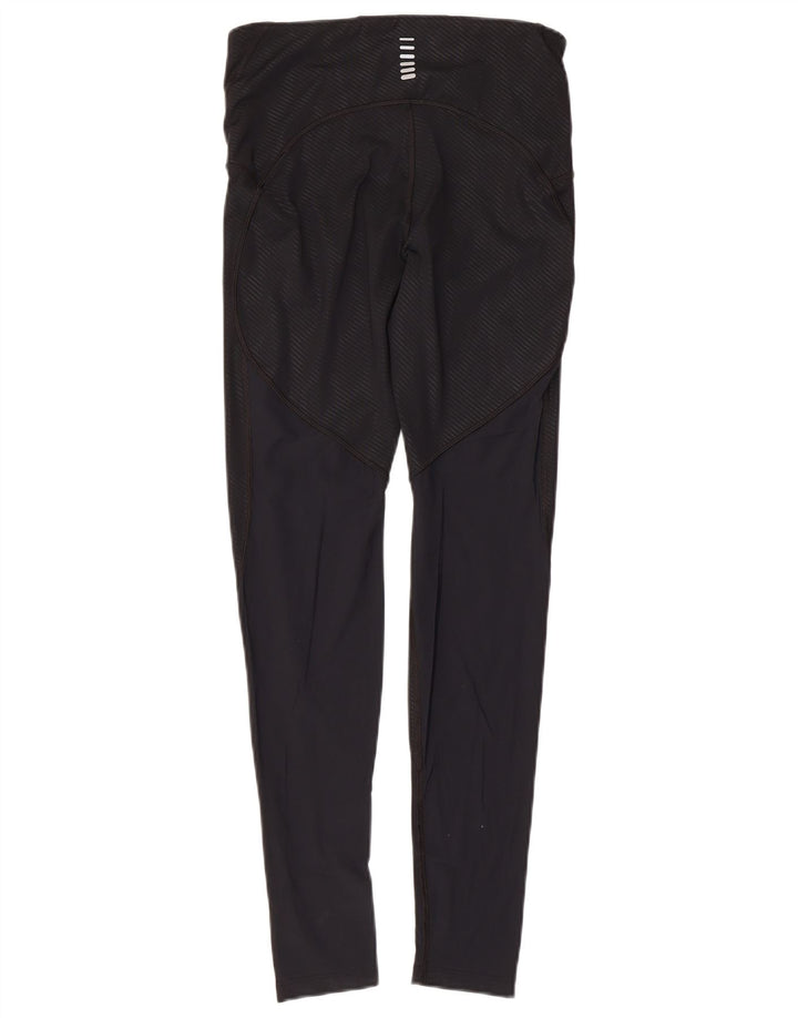Under Armour Womens Leggings UK 14 Medium Black Striped Nylon
