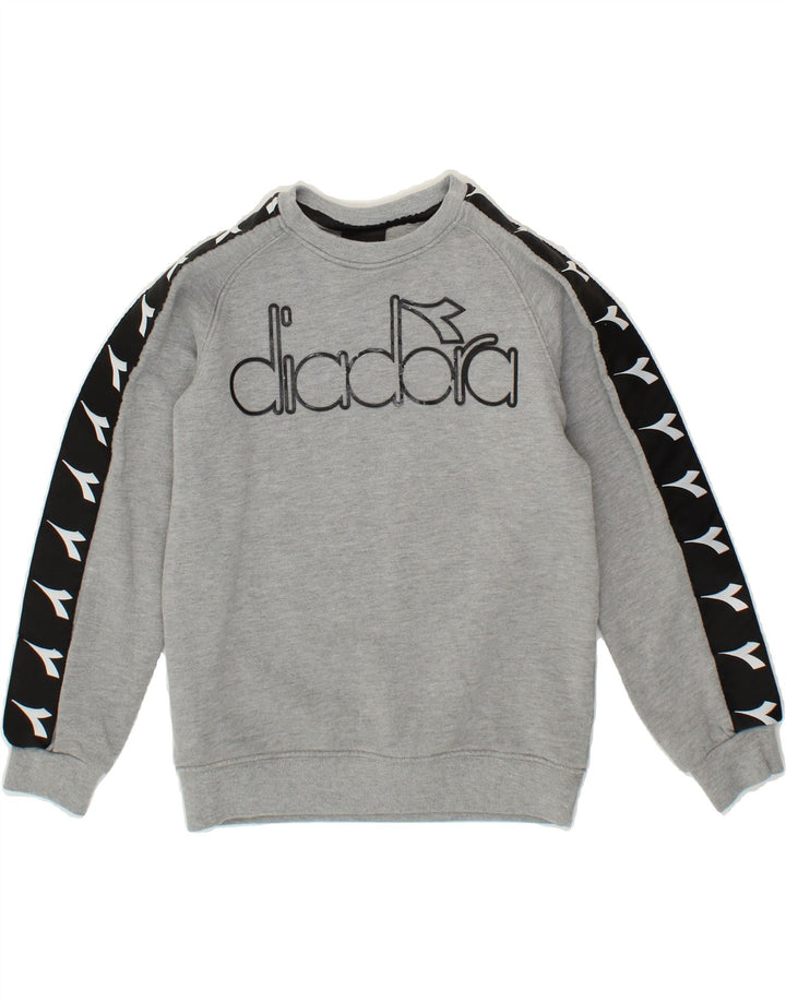 DIADORA Boys Graphic Sweatshirt Jumper 7-8 Years Grey Vintage Diadora and Second-Hand Diadora from Messina Hembry 