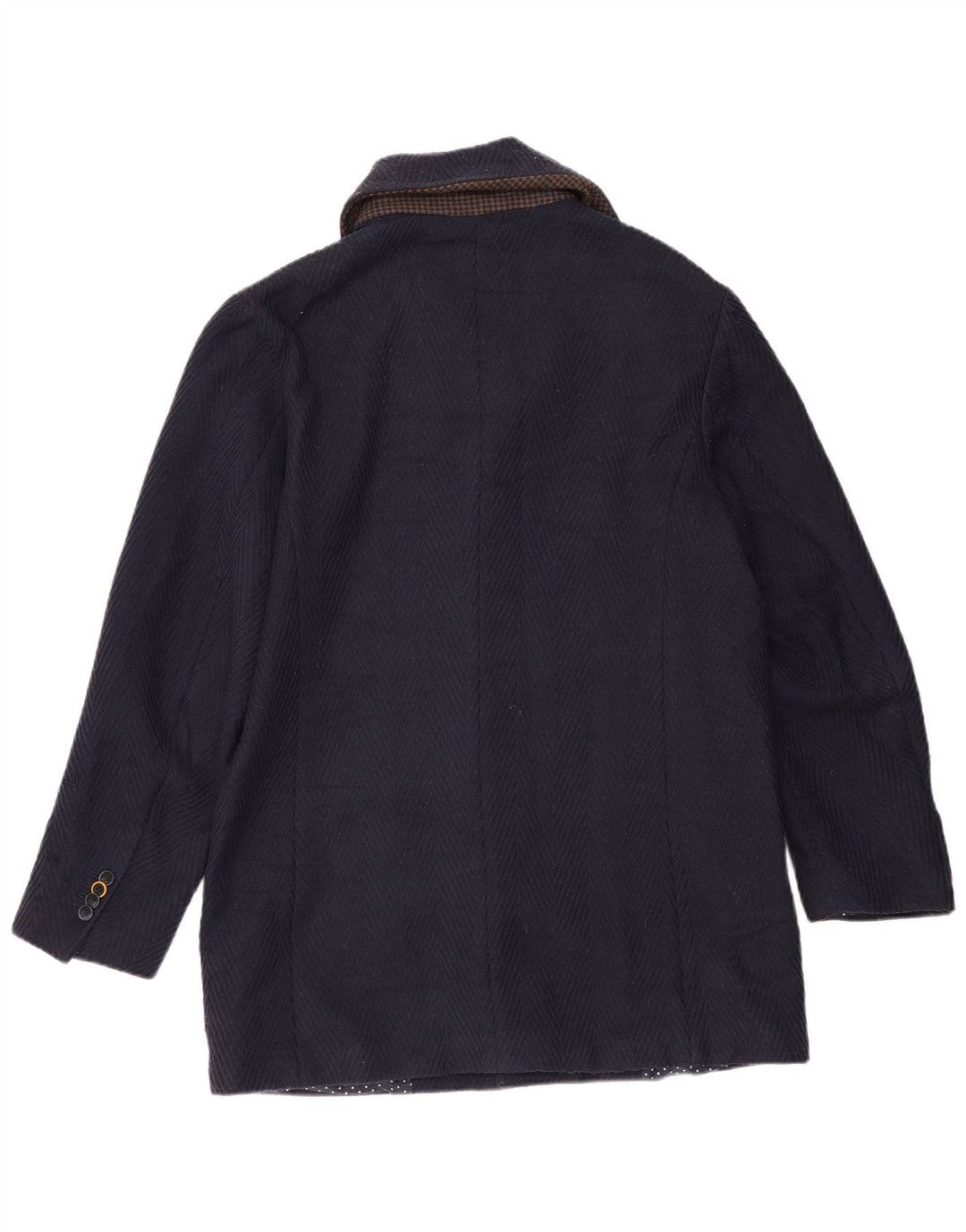 HARMONT & BLAINE Womens Overcoat IT 52 2XL Navy Blue Chevron Wool Vintage Harmont & Blaine and Second-Hand Harmont & Blaine from Messina Hembry 