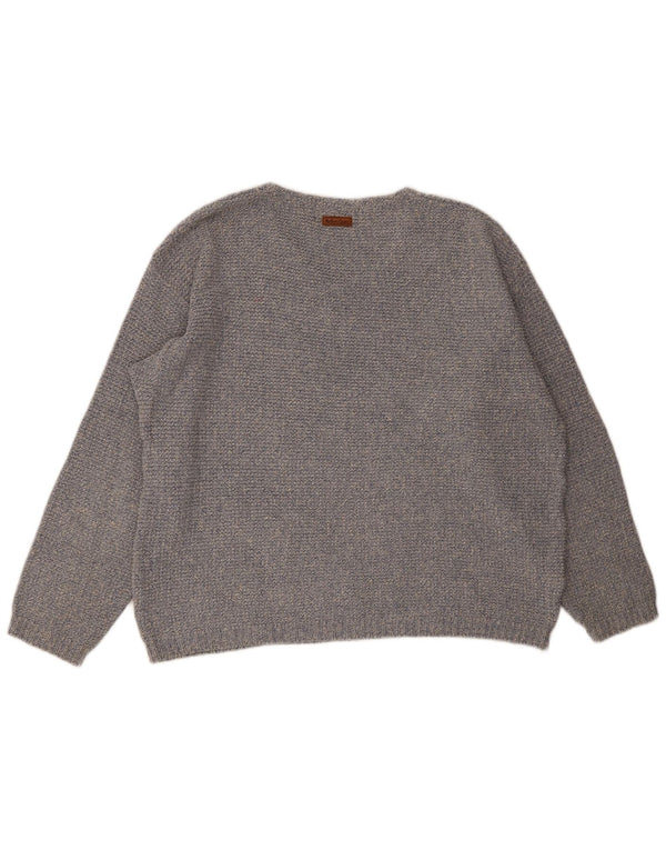 Marlboro Classics Womens V-Neck Jumper Sweater UK 20 2XL Navy Blue Flecked