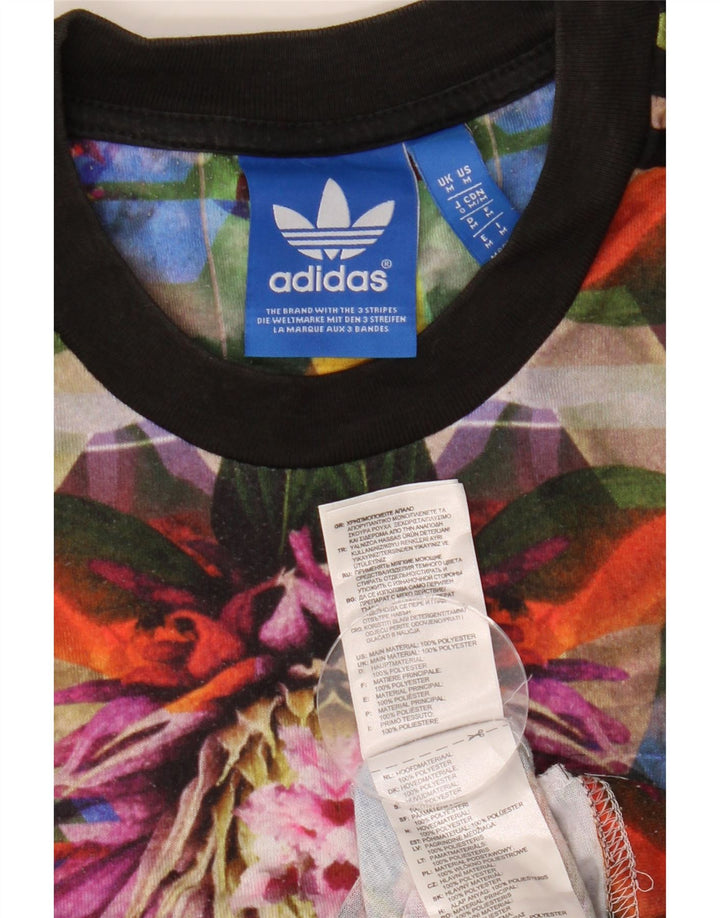 Adidas Mens Graphic T-Shirt Top Medium Multicoloured Floral Polyester