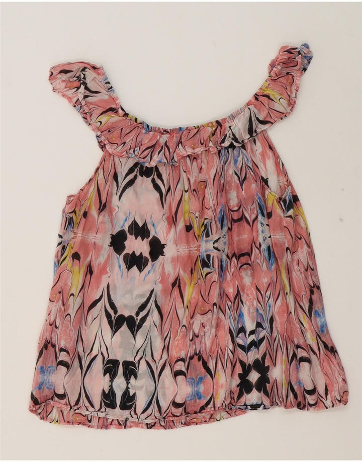 J. CREW Womens Abstract Pattern Crop Off Shoulder Top UK 14 Medium Pink Vintage J. Crew and Second-Hand J. Crew from Messina Hembry 