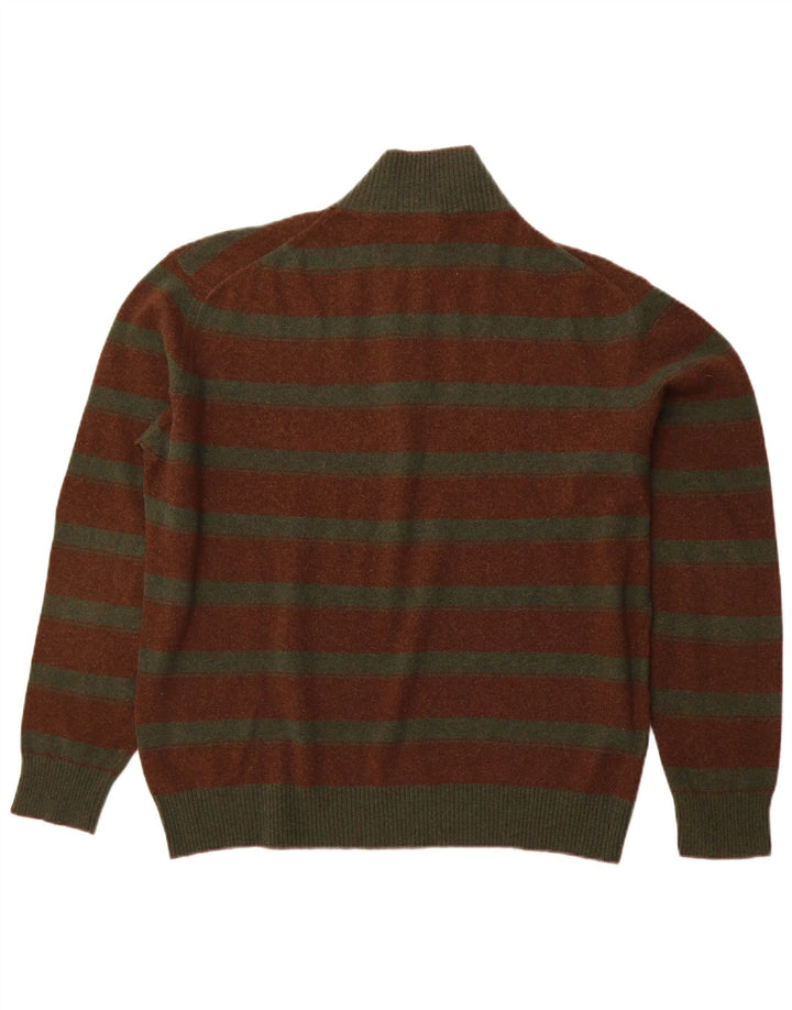 FILA Mens Zip Neck Jumper Sweater XL Brown Striped