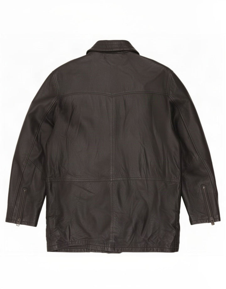Salvatore Lepore Mens Leather Coat IT 52 XL Black