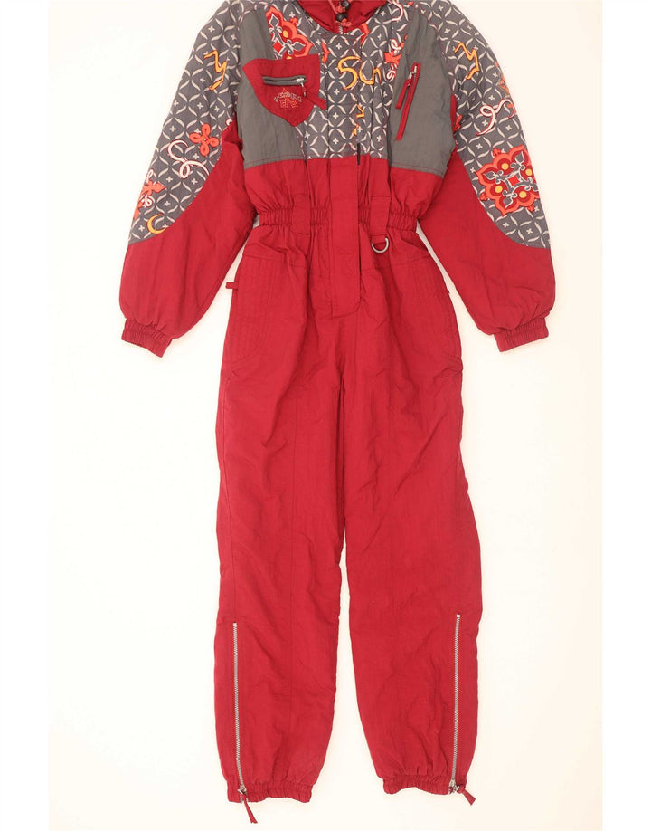 X-Cape Womens Ski Jumpsuit UK 10 Small Red Geometric Nylon