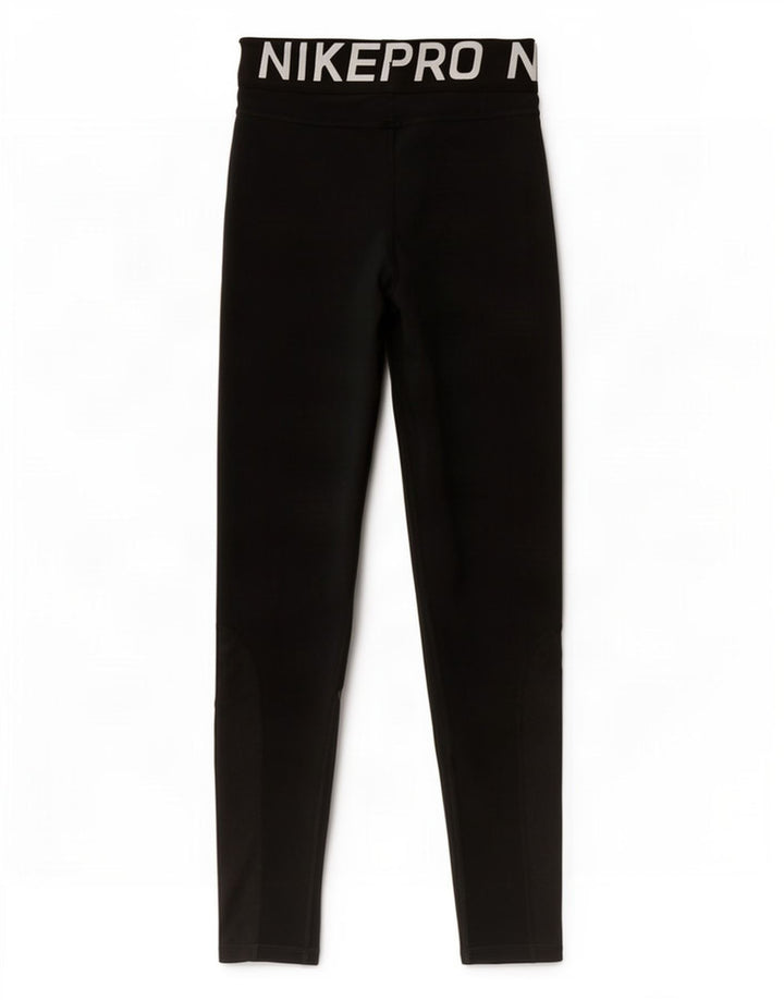Nike Womens Dri Fit Graphic Leggings UK 14 Large Black Polyester