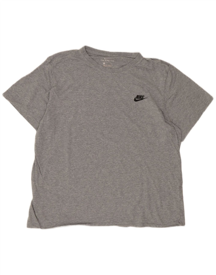 Nike Mens Regular T-Shirt Top Large Grey Cotton