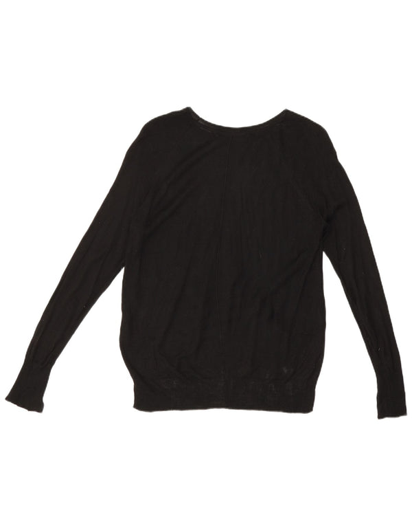 Zara Womens Boat Neck Jumper Sweater UK 10 Small Black Viscose