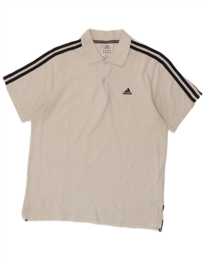 Adidas Mens Polo Shirt Medium White Cotton