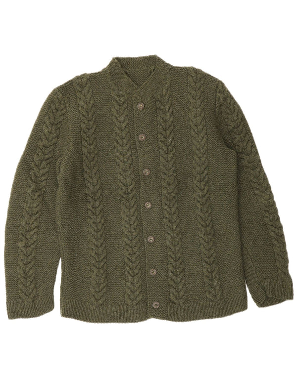 Vintage Mens Cardigan Sweater Medium Khaki