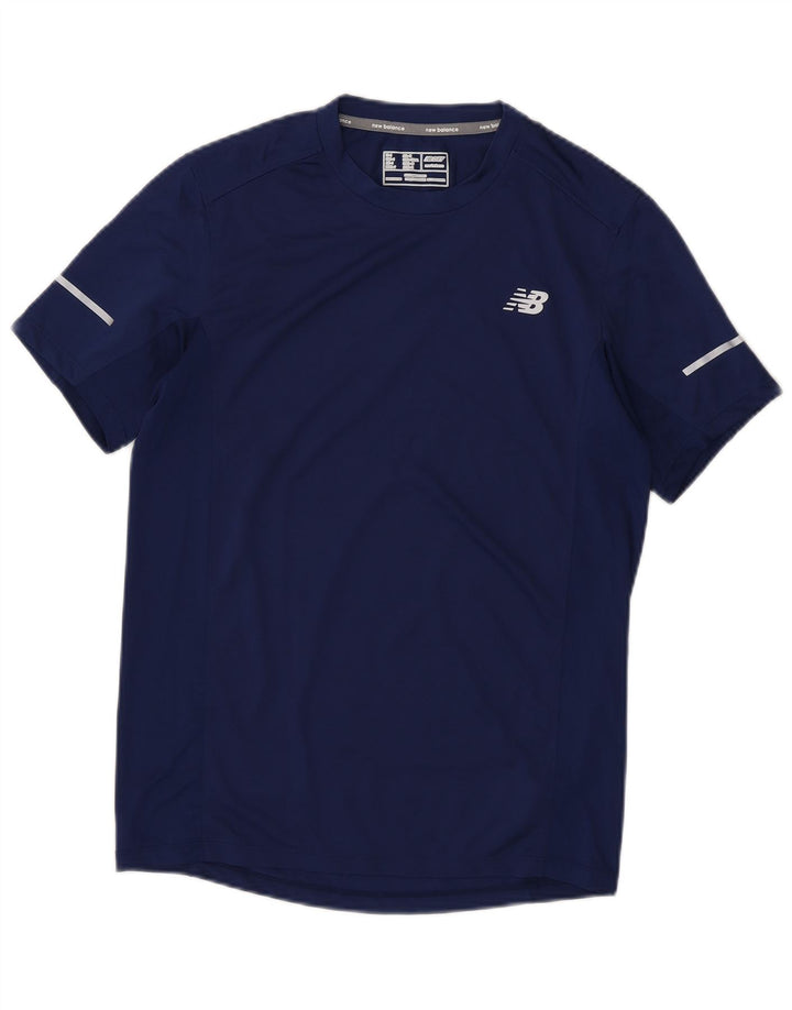 New Balance Mens T-Shirt Top Small Navy Blue Polyester