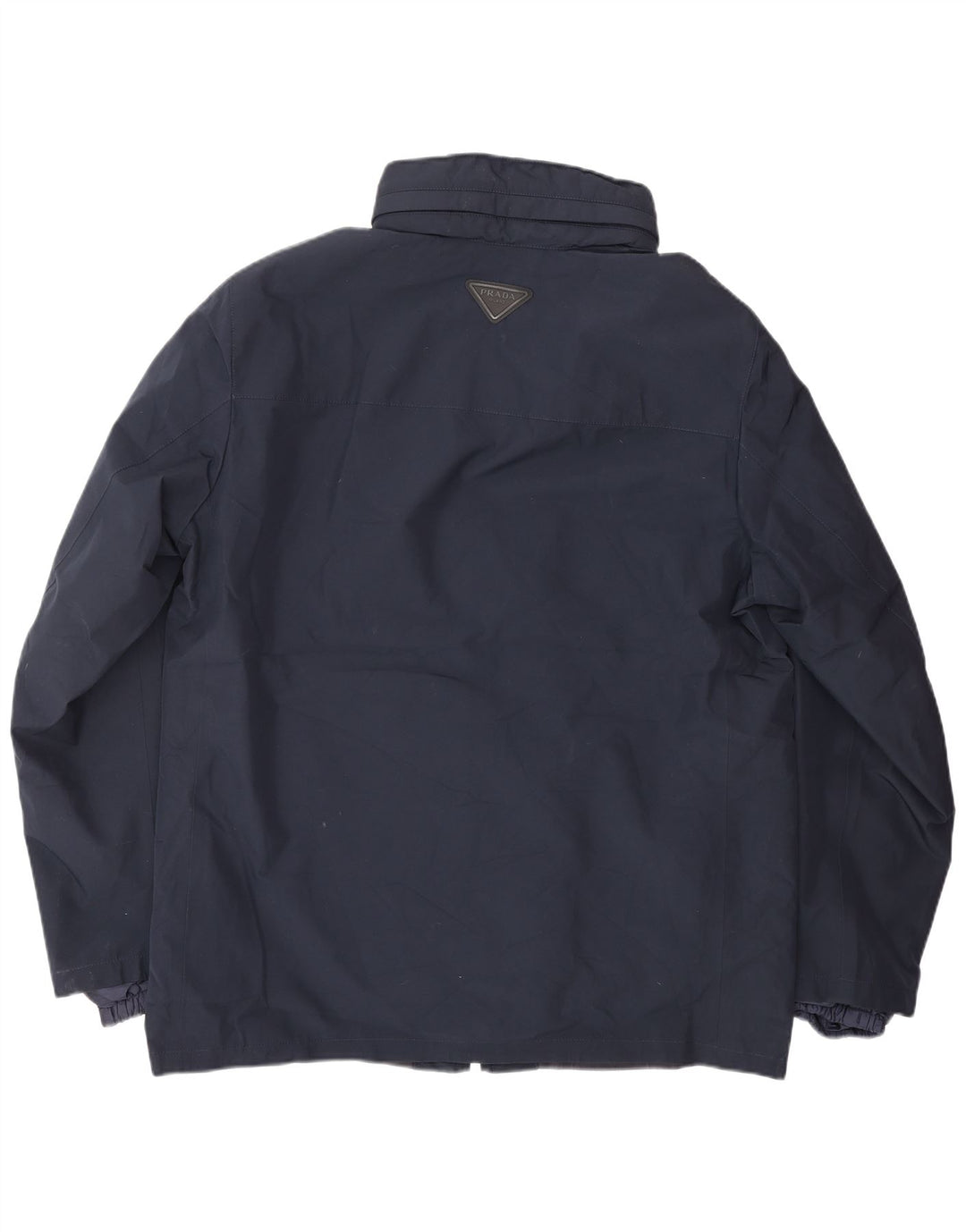PRADA Mens Windbreaker Jacket IT 52 XL Navy Blue Polyester Classic