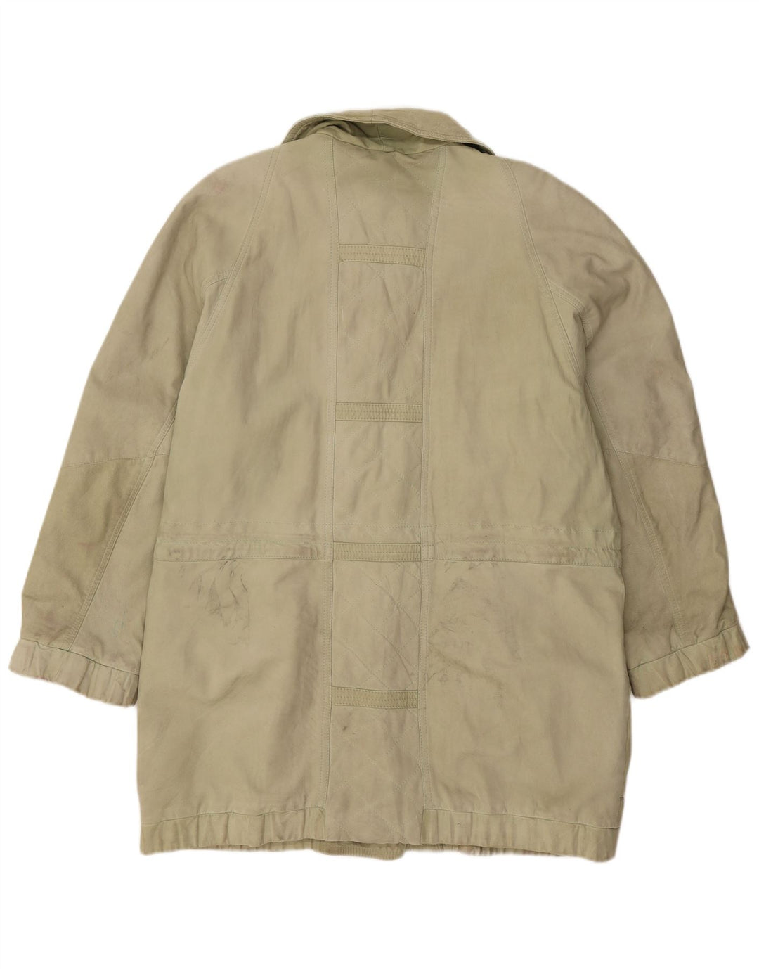 Vintage Womens Oversized Leather Coat EU 44 XL Green Leather